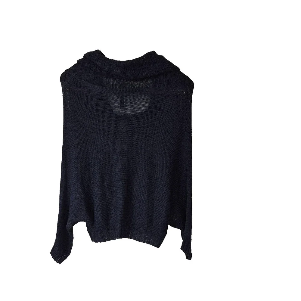 BCBGMAXAZRIA Sweater Womens S Blue‎ Frida Linen Viscose Cowl Neck Knit Pullover